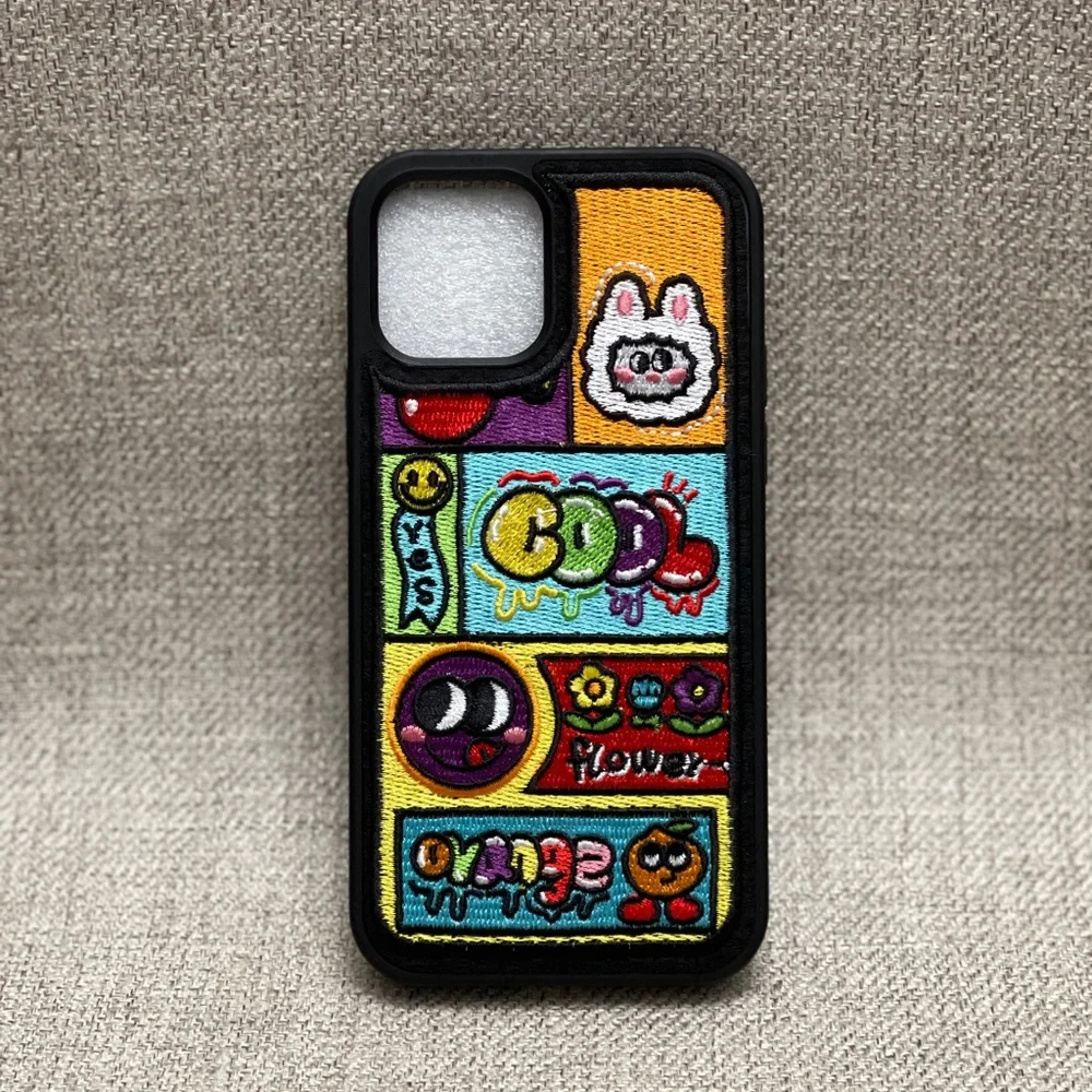 Embroidered Cartoon Design Phone Case